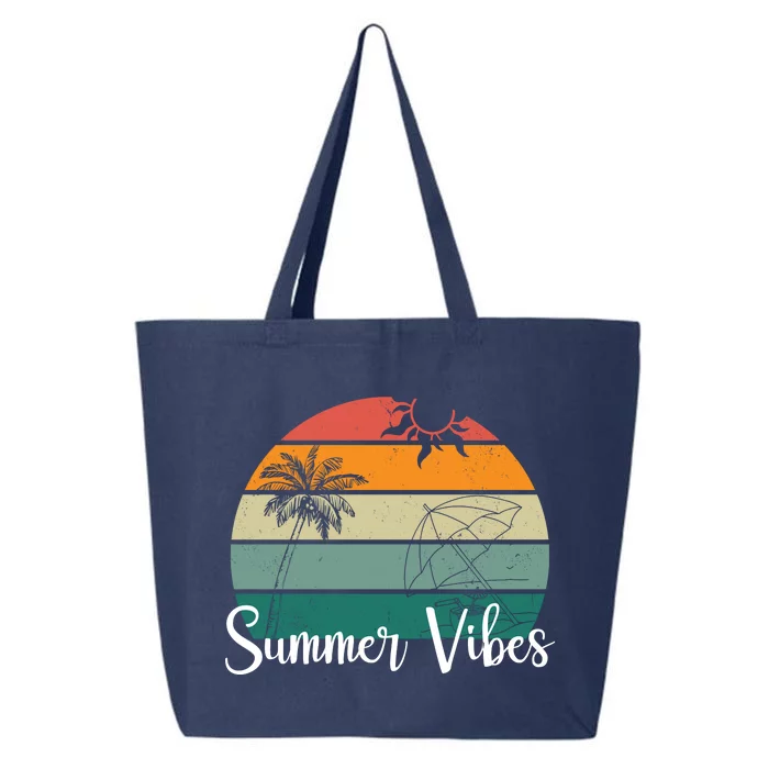 Summer Vibes Palm Trees Retro Sunset 25L Jumbo Tote