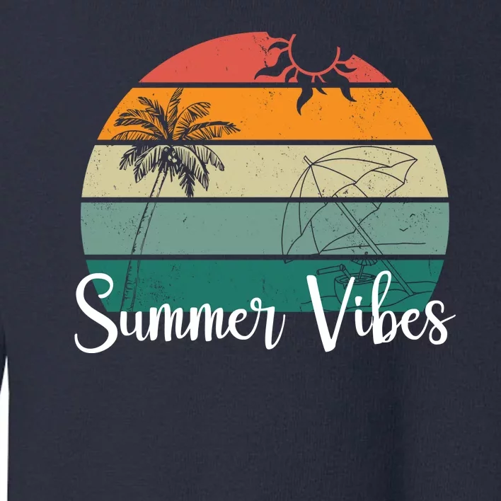 Summer Vibes Palm Trees Retro Sunset Toddler Sweatshirt