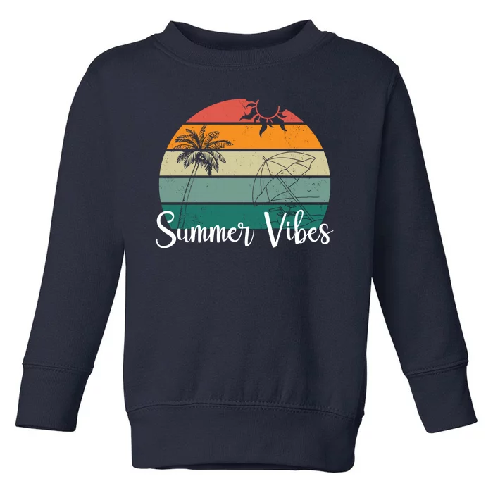 Summer Vibes Palm Trees Retro Sunset Toddler Sweatshirt