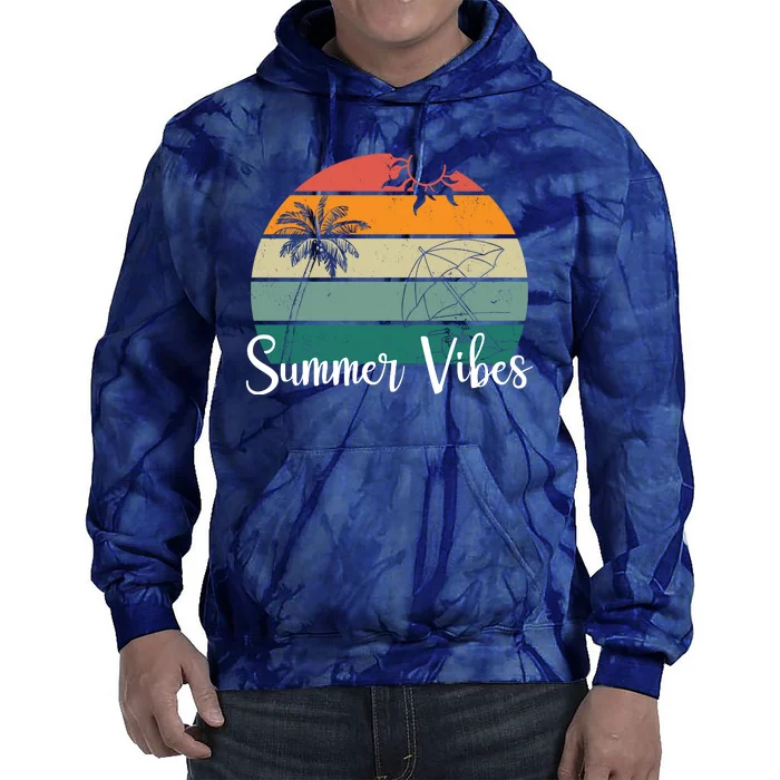 Summer Vibes Palm Trees Retro Sunset Tie Dye Hoodie