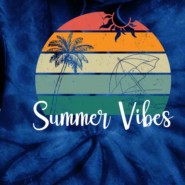 Summer Vibes Palm Trees Retro Sunset Tie Dye Hoodie