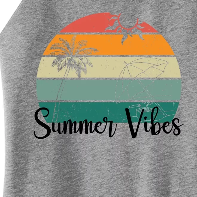 Summer Vibes Palm Trees Retro Sunset Women’s Perfect Tri Rocker Tank