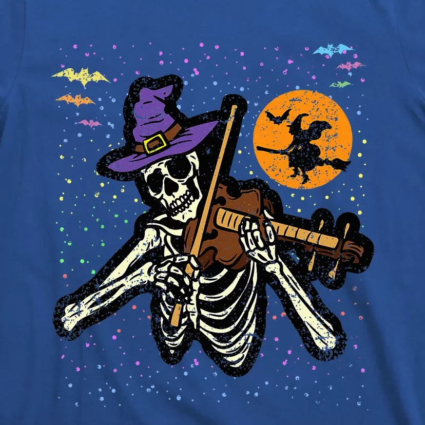 Skeleton Violin Player Halloween Costume Violinist Musician T-Shirt