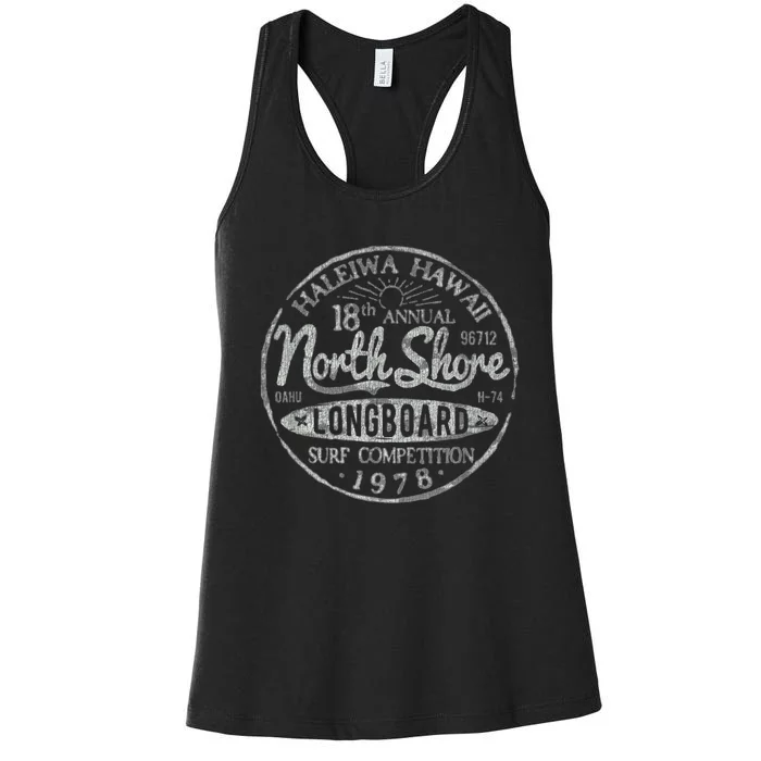 Surf Vintage Pacific Beach Long Board Wave Women's Racerback Tank