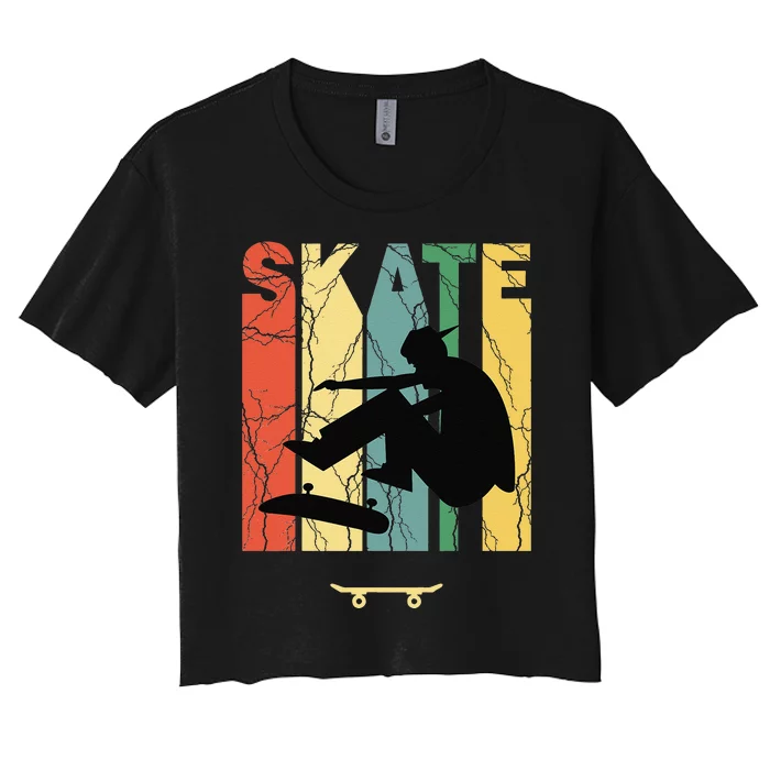 Skateboarding Vintage Retro Skateboarder Women's Crop Top Tee