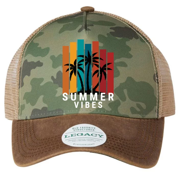 Summer Vibes Retro Palm Tree Legacy Tie Dye Trucker Hat