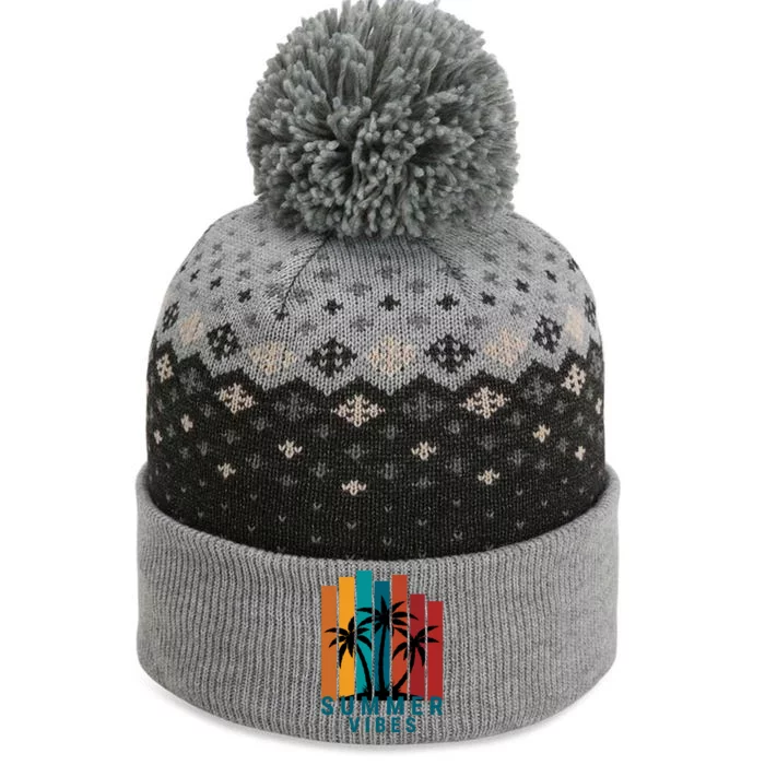 Summer Vibes Retro Palm Tree The Baniff Cuffed Pom Beanie