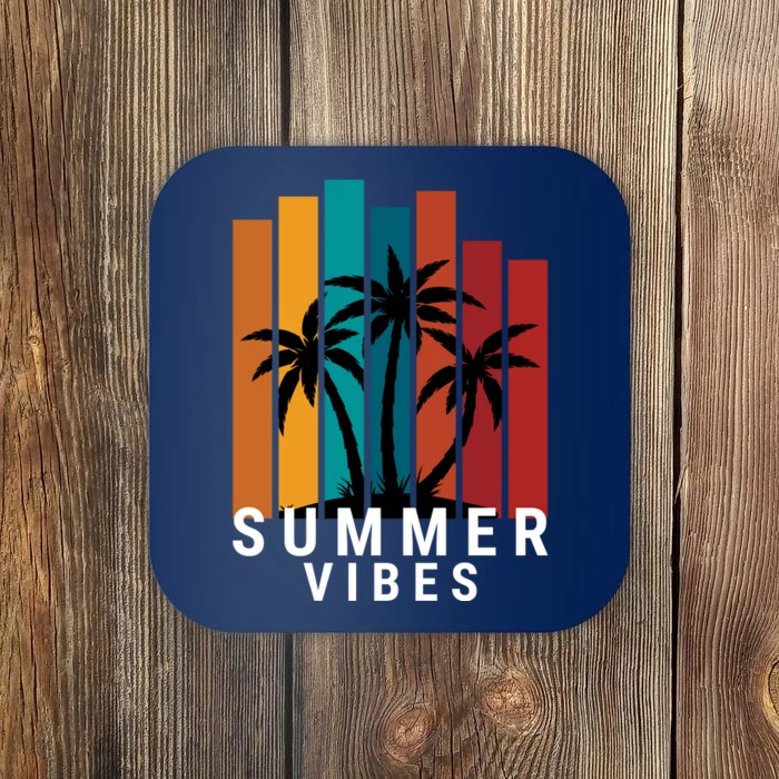 Summer Vibes Retro Palm Tree Coaster