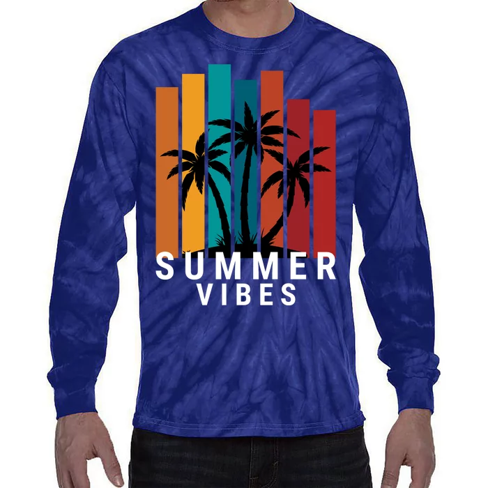 Summer Vibes Retro Palm Tree Tie-Dye Long Sleeve Shirt