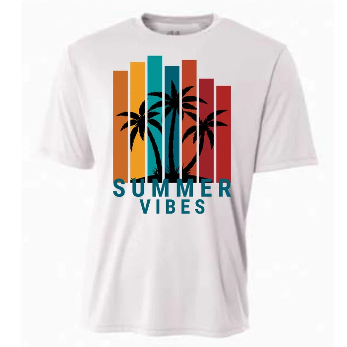 Summer Vibes Retro Palm Tree Cooling Performance Crew T-Shirt