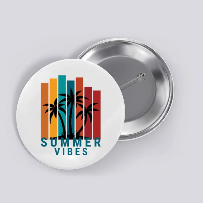 Summer Vibes Retro Palm Tree Button