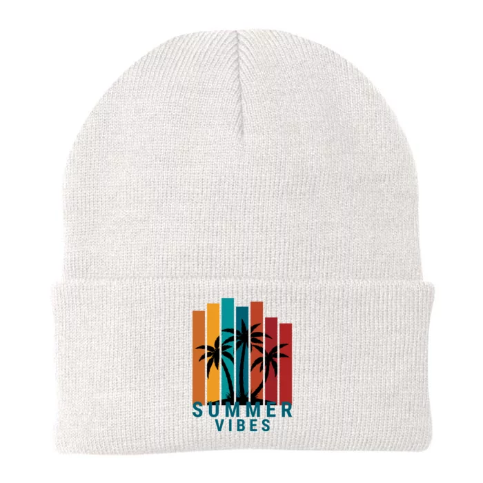 Summer Vibes Retro Palm Tree Knit Cap Winter Beanie