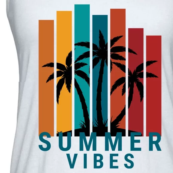 Summer Vibes Retro Palm Tree Ladies Essential Flowy Tank