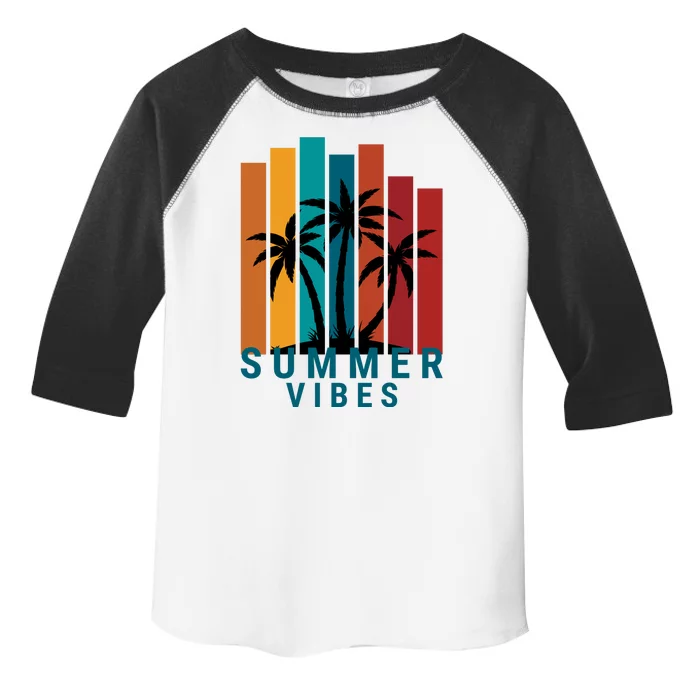 Summer Vibes Retro Palm Tree Toddler Fine Jersey T-Shirt