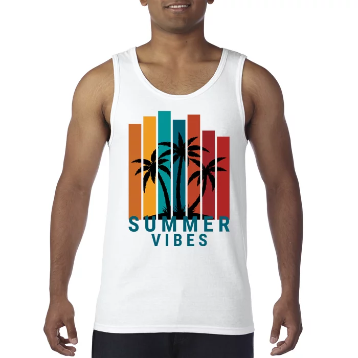 Summer Vibes Retro Palm Tree Tank Top