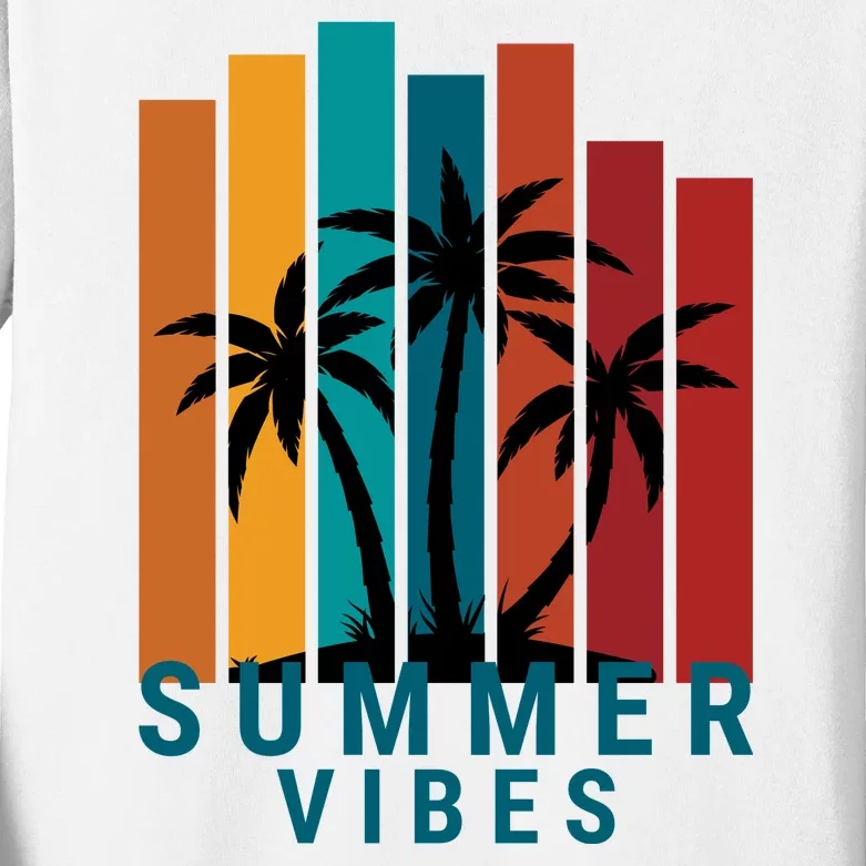 Summer Vibes Retro Palm Tree Kids Long Sleeve Shirt