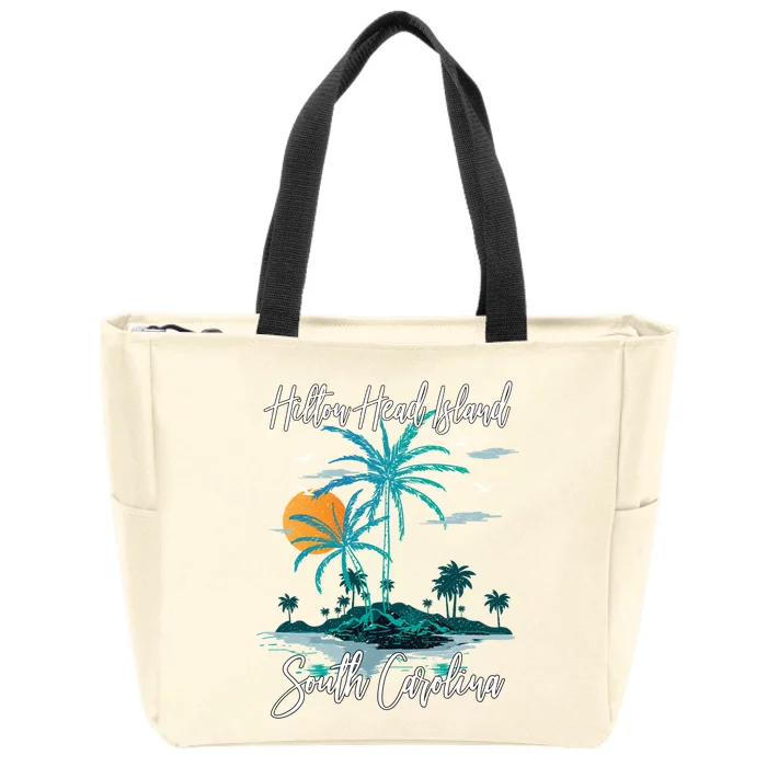 Summer Vacation Retro South Carolina Hilton Head Island Gift Zip Tote Bag