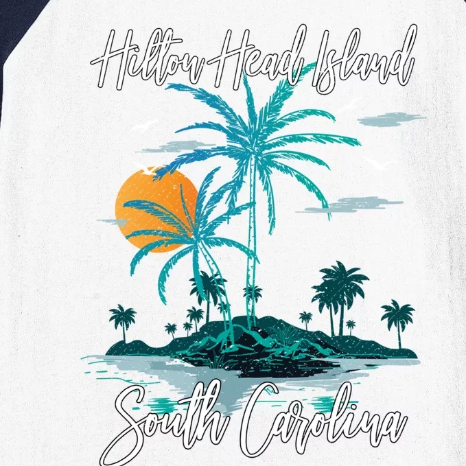 Summer Vacation Retro South Carolina Hilton Head Island Gift Baseball Sleeve Shirt