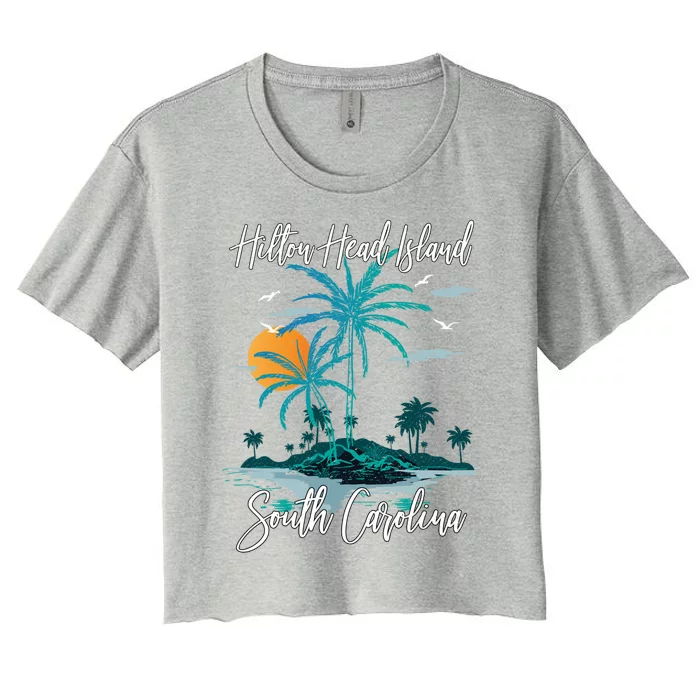 Summer Vacation Retro South Carolina Hilton Head Island Gift Women's Crop Top Tee