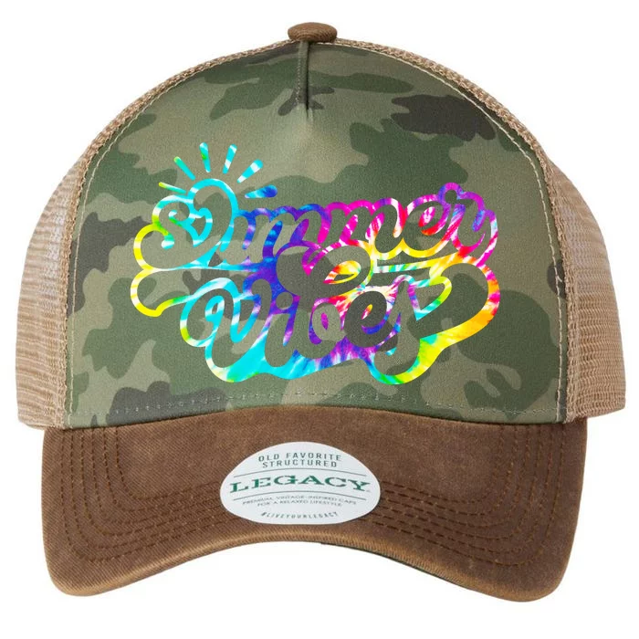 Summer Vibes Retro Colorful Trippy Style Legacy Tie Dye Trucker Hat