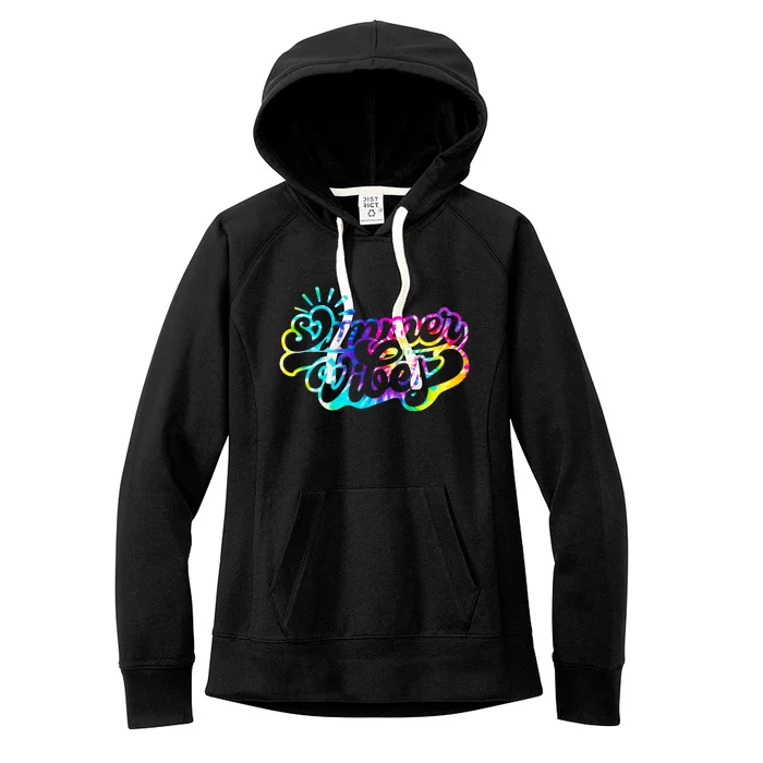 Summer Vibes Retro Colorful Trippy Style Women's Fleece Hoodie