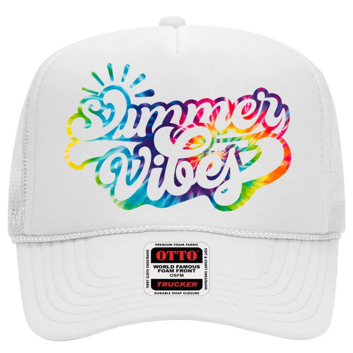 Summer Vibes Retro Colorful Trippy Style High Crown Mesh Trucker Hat