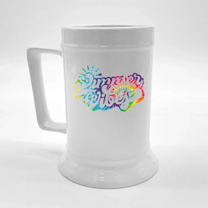 Summer Vibes Retro Colorful Trippy Style Front & Back Beer Stein