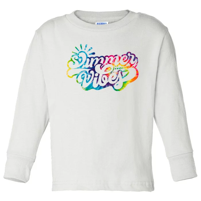 Summer Vibes Retro Colorful Trippy Style Toddler Long Sleeve Shirt