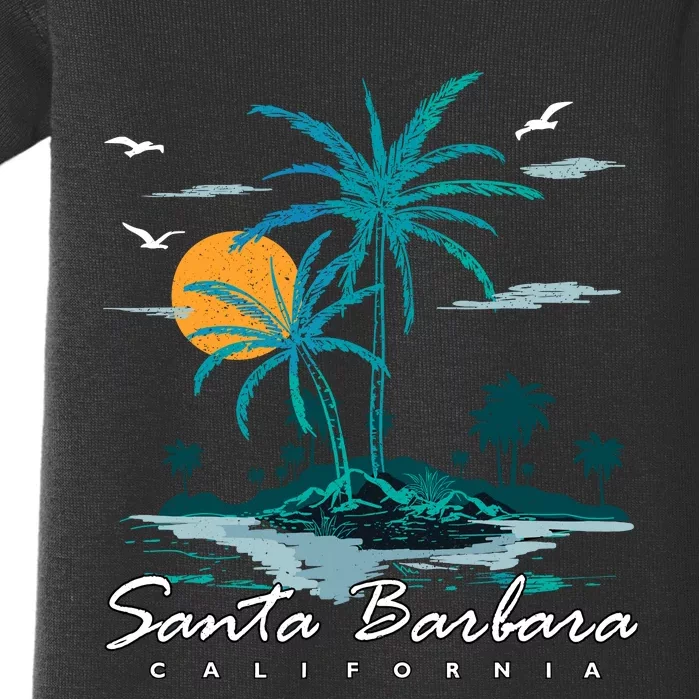 Summer Vacation Retro Sunset California Santa Barbara Baby Bodysuit