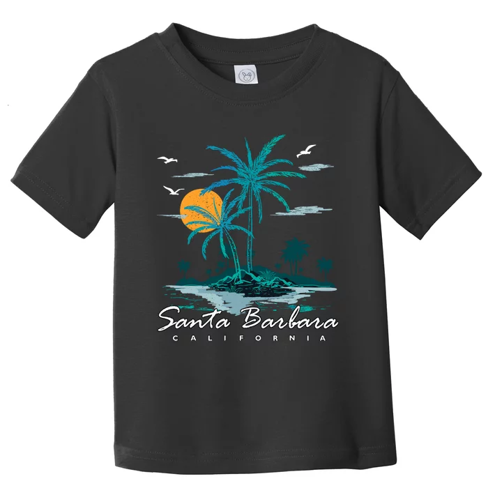 Summer Vacation Retro Sunset California Santa Barbara Toddler T-Shirt