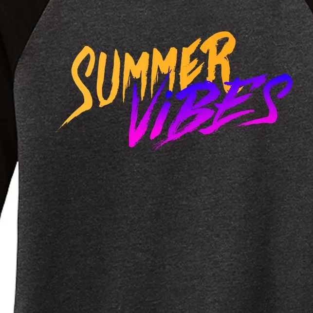 Summer Vibes Retro Women's Tri-Blend 3/4-Sleeve Raglan Shirt