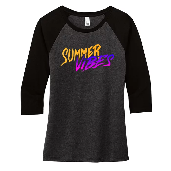 Summer Vibes Retro Women's Tri-Blend 3/4-Sleeve Raglan Shirt