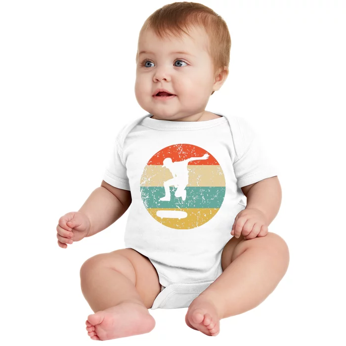 Skateboarding Vintage Retro Skateboarder Baby Bodysuit