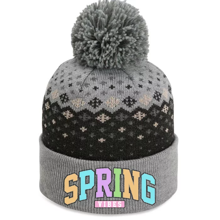 Spring Vibes Retro Varsity The Baniff Cuffed Pom Beanie