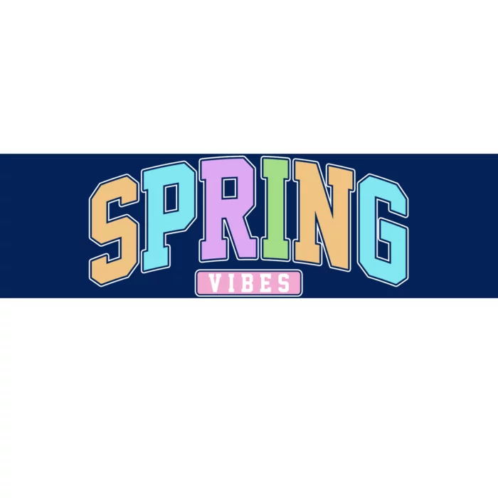 Spring Vibes Retro Varsity Bumper Sticker