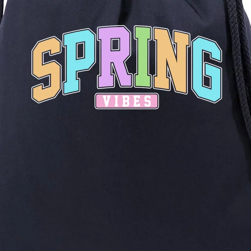 Spring Vibes Retro Varsity Drawstring Bag