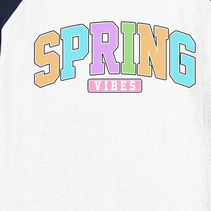 Spring Vibes Retro Varsity Baseball Sleeve Shirt