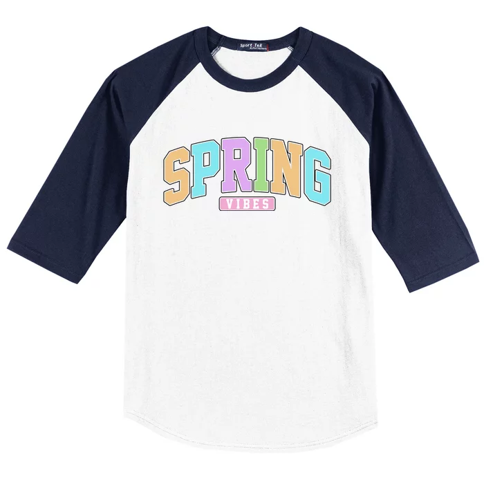 Spring Vibes Retro Varsity Baseball Sleeve Shirt