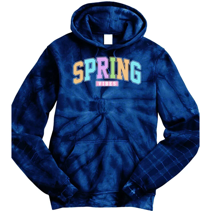 Spring Vibes Retro Varsity Tie Dye Hoodie