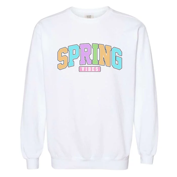 Spring Vibes Retro Varsity Garment-Dyed Sweatshirt