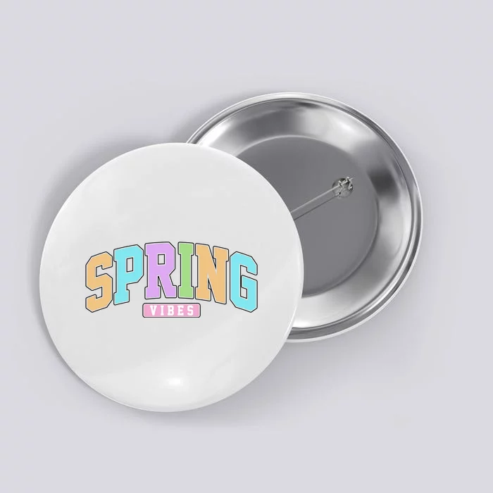 Spring Vibes Retro Varsity Button