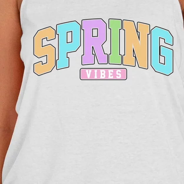 Spring Vibes Retro Varsity Women's Knotted Racerback Tank