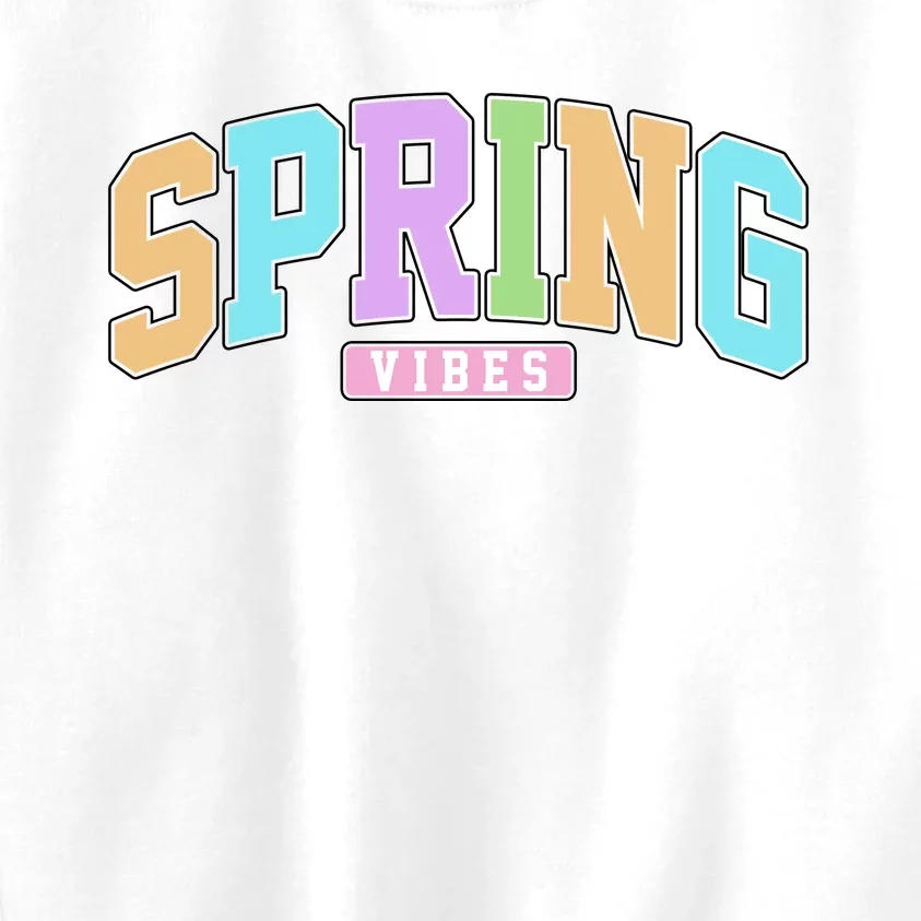 Spring Vibes Retro Varsity Kids Sweatshirt