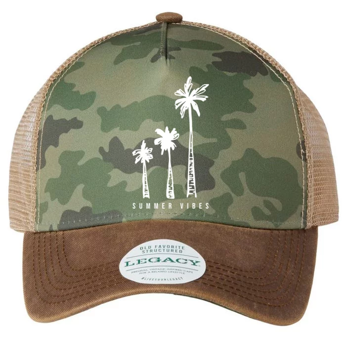 Summer Vibes Retro Palm Tree Legacy Tie Dye Trucker Hat