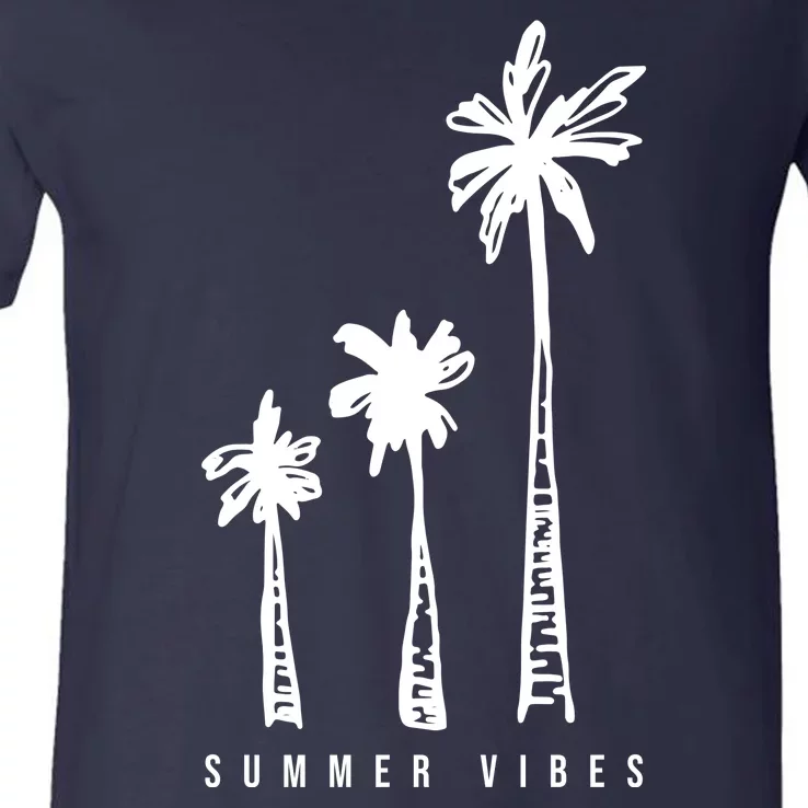 Summer Vibes Retro Palm Tree V-Neck T-Shirt