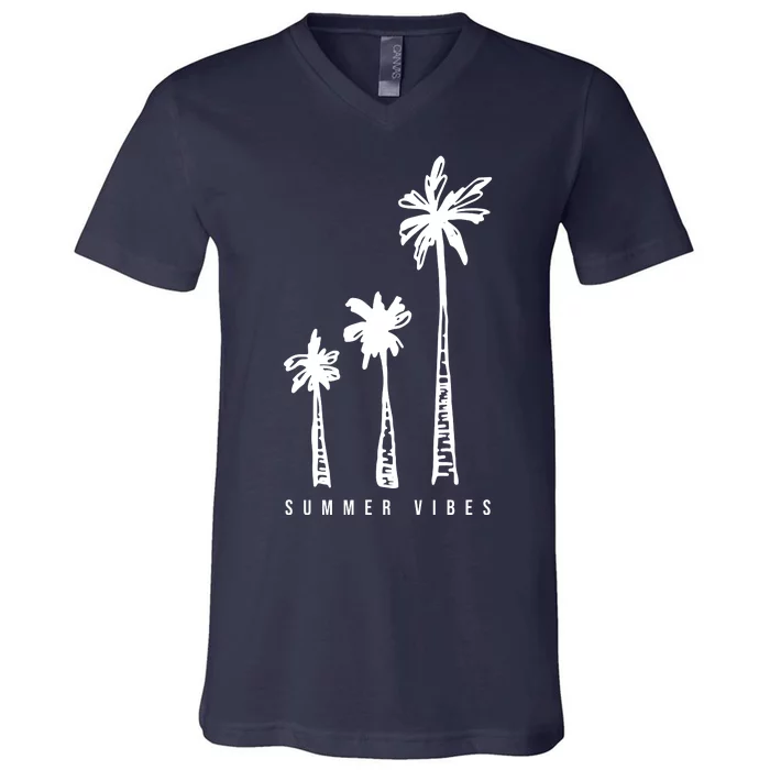 Summer Vibes Retro Palm Tree V-Neck T-Shirt