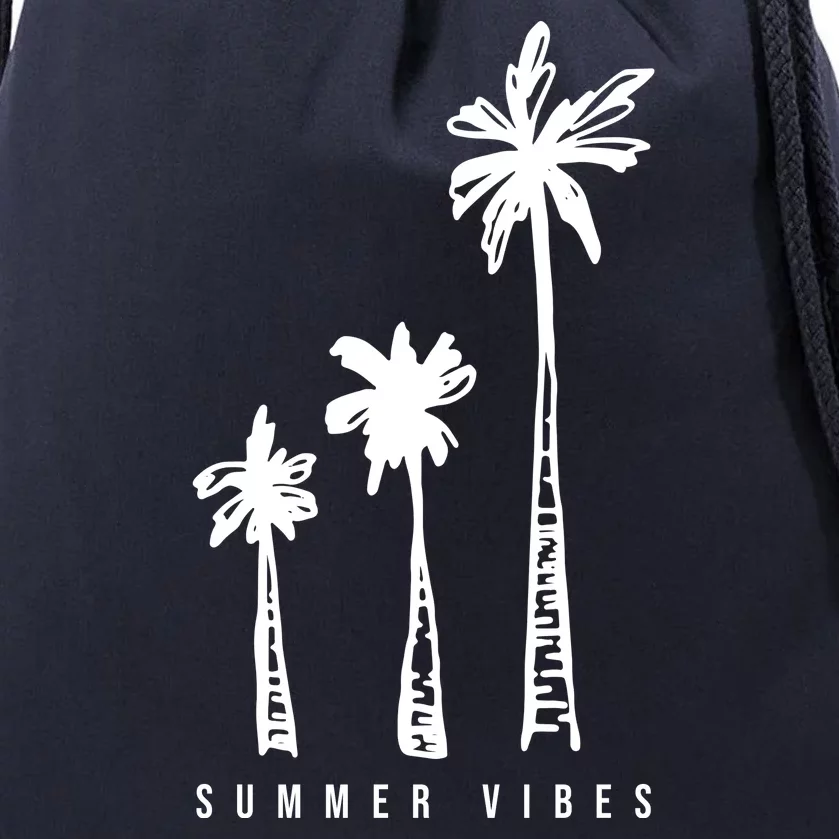 Summer Vibes Retro Palm Tree Drawstring Bag