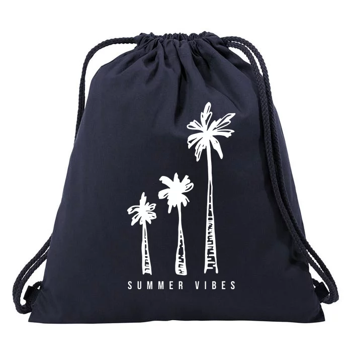 Summer Vibes Retro Palm Tree Drawstring Bag