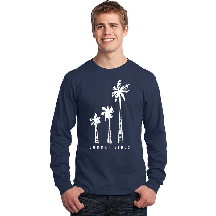 Summer Vibes Retro Palm Tree Tall Long Sleeve T-Shirt