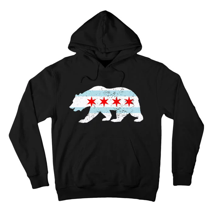 Sweet Vintage Retro Chicago City Flag Bear Print Tall Hoodie